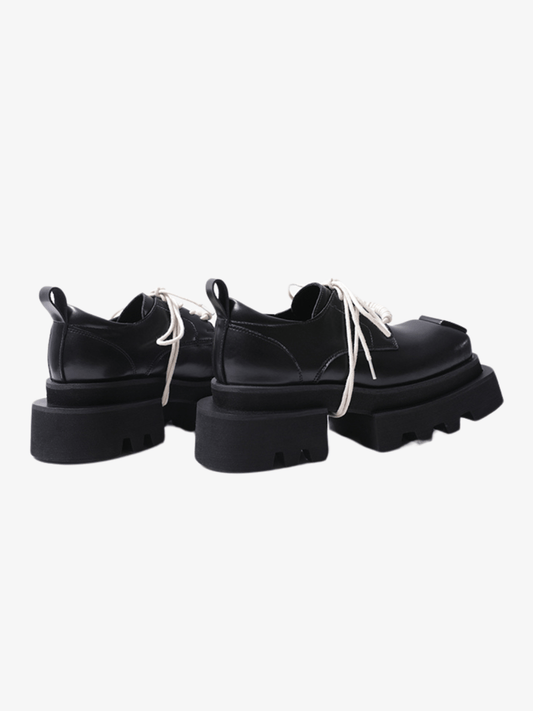 leather square head lace-up Derby shoes st1896