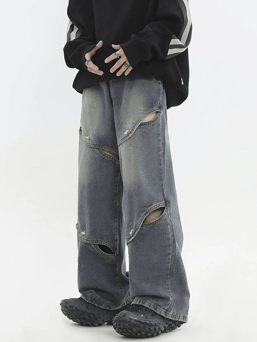 [INSstudios] METAL HOLE BREAKING JEANS ST1231