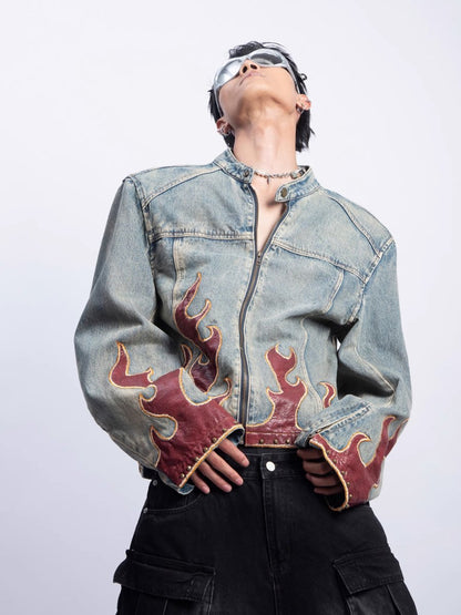 [PLAN1ONE]washed denim jacket nst2669