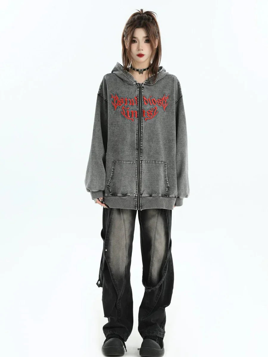 [INSstudios] GOTHIC LETTER LOGO DENIM JACKET ST1248