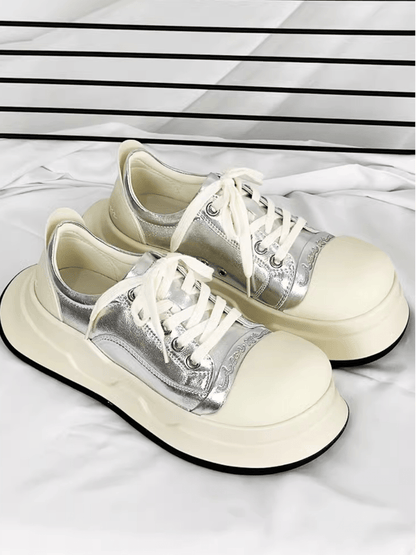 black and white round head shoes st2185