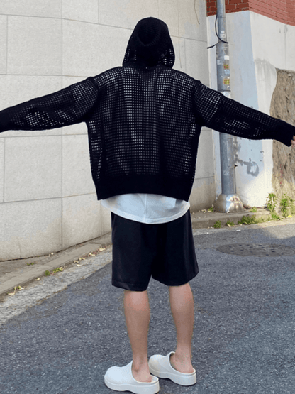 Trendy mesh hoodie st1204