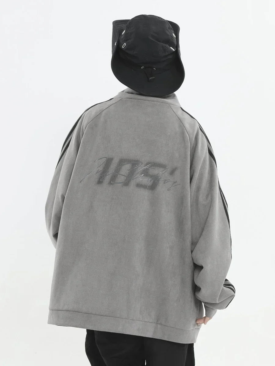 [INSstudios] STRIPED CASUAL ZIPPER JACKET ST1196