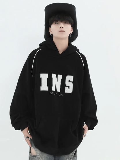 [INSstudios] AMERICAN FLOCKED LOGO HOODED ST560
