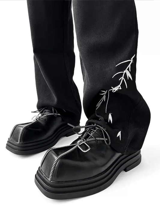 Square head leather shoes st2123