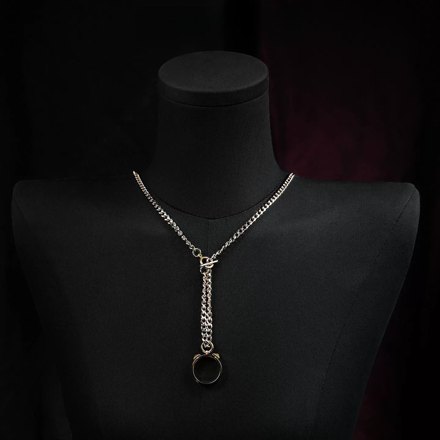 Finger shackles necklace sweater chain collarbone chain ring pendant male gold silver female choker