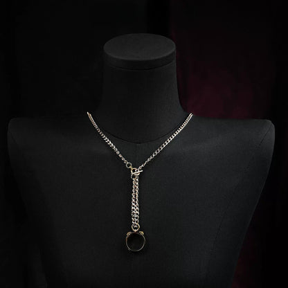 Finger shackles necklace sweater chain collarbone chain ring pendant male gold silver female choker