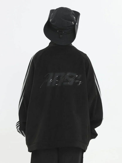 [INSstudios] STRIPED CASUAL ZIPPER JACKET ST1196