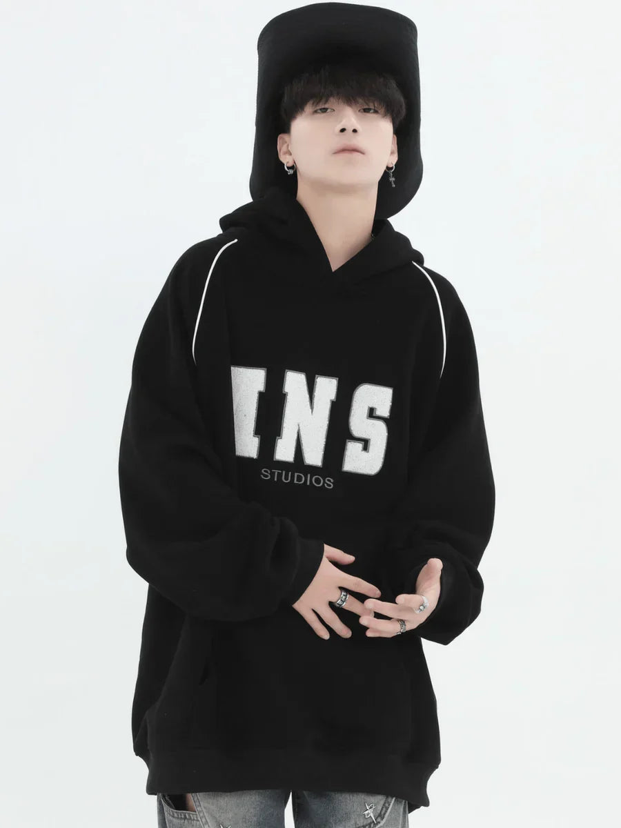 [INSstudios] AMERICAN FLOCKED LOGO HOODED ST560