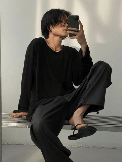 [GENESISBOY] Wool feel fabric high T-shirt st1303