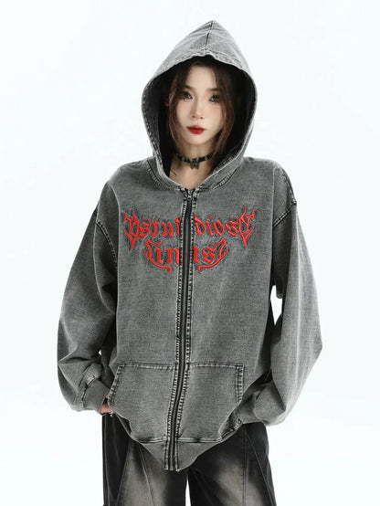 [INSstudios] GOTHIC LETTER LOGO DENIM JACKET ST1248