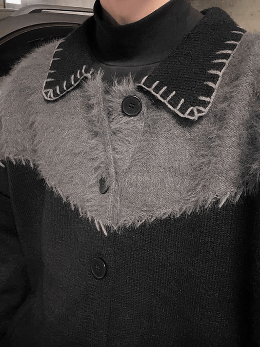 [JM HOMME] Clashing color loose sweater jacket st1764