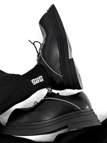 Square head leather shoes st2123