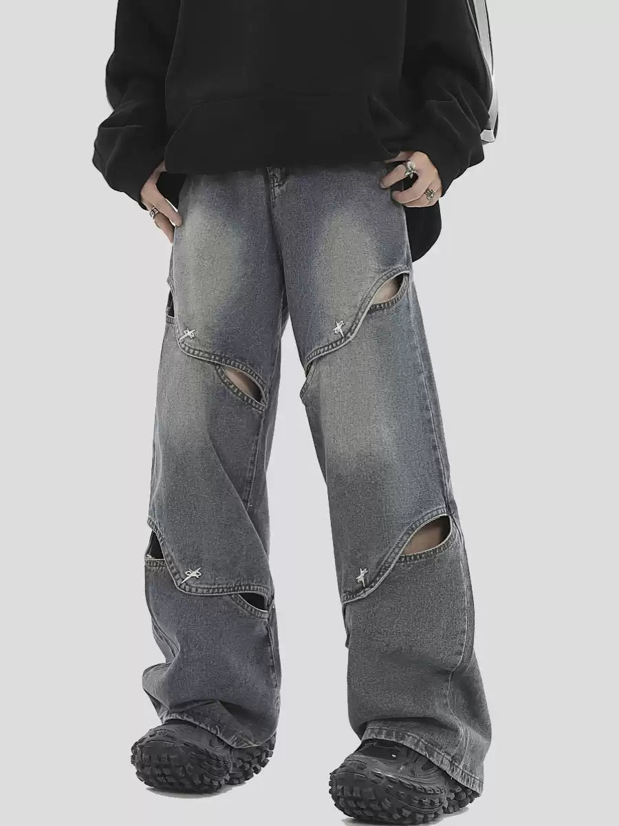 [INSstudios] METAL HOLE BREAKING JEANS ST1231