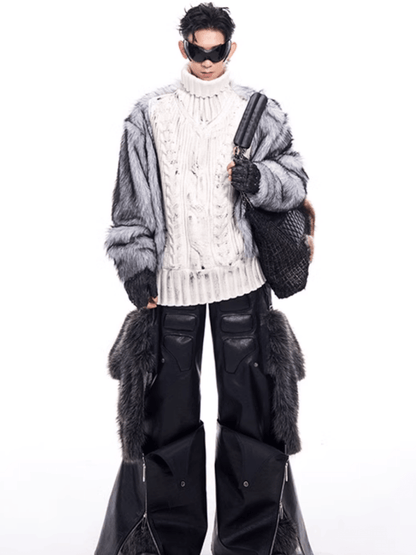 [STARTEXCEEDEND] Fur turtleneck sweater st2795
