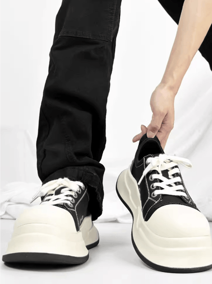 black and white round head shoes st2185