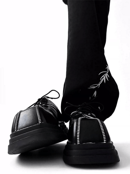 Square head leather shoes st2123