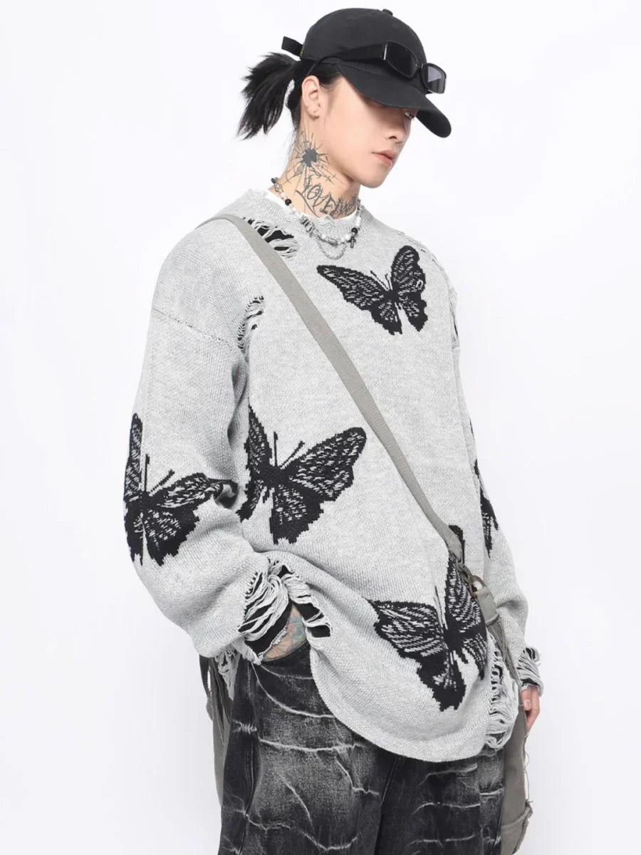 [MZ] BROKEN HOLES DESIGN OVERSIZE KNIT ST1179