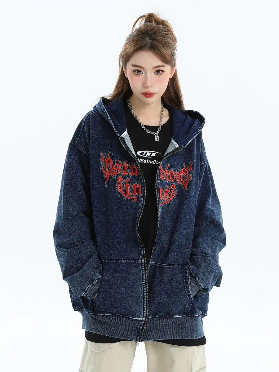 [INSstudios] GOTHIC LETTER LOGO DENIM JACKET ST1248