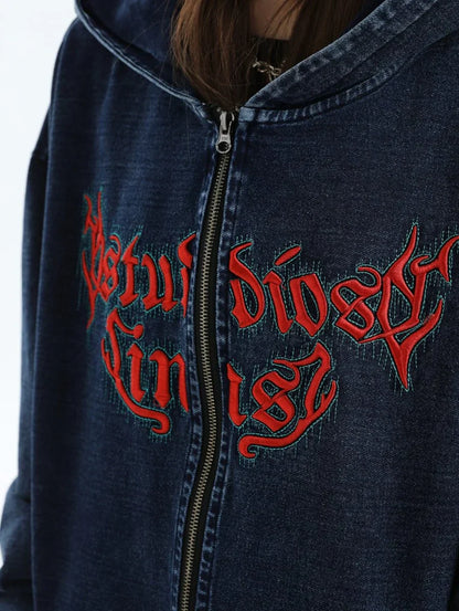 [INSstudios] GOTHIC LETTER LOGO DENIM JACKET ST1248