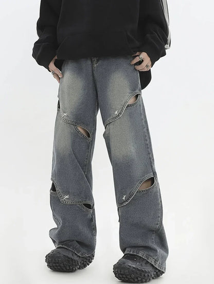 [INSstudios] METAL HOLE BREAKING JEANS ST1231