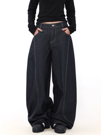 [MRNEARLY] wide leg straight jeans st2845