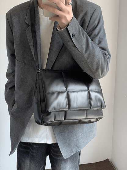 silk filling leather crossbody messenger bag st1867