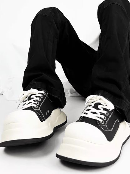 black and white round head shoes st2185