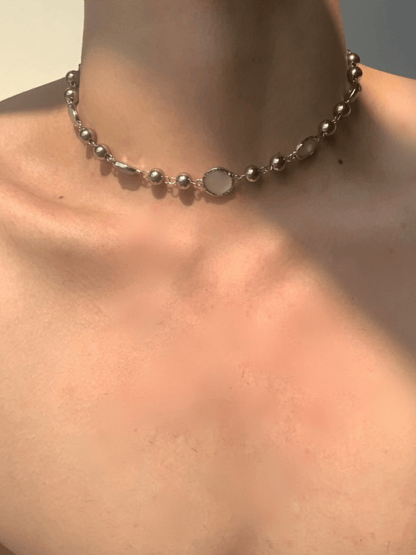 silver simple design chain necklace st2296