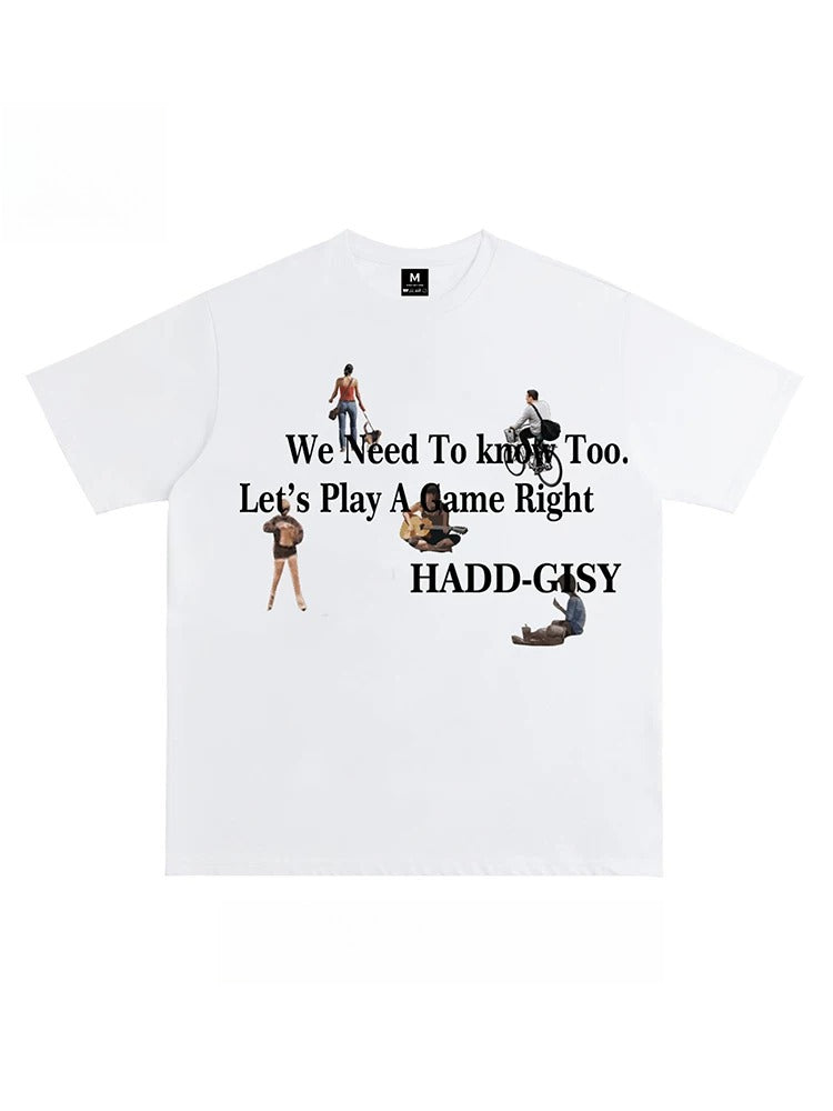 American-style Letter Print Basic Short-Sleeve T-Shirt, Unisex Loose Casual Couple Top