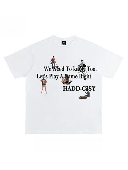 American-style Letter Print Basic Short-Sleeve T-Shirt, Unisex Loose Casual Couple Top