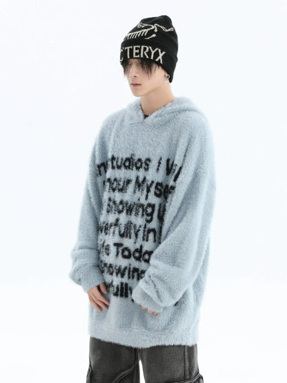 [INSstudios] LETTER LOGO MOHAIR HOODEDS ST529