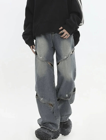 [INSstudios] METAL HOLE BREAKING JEANS ST1231