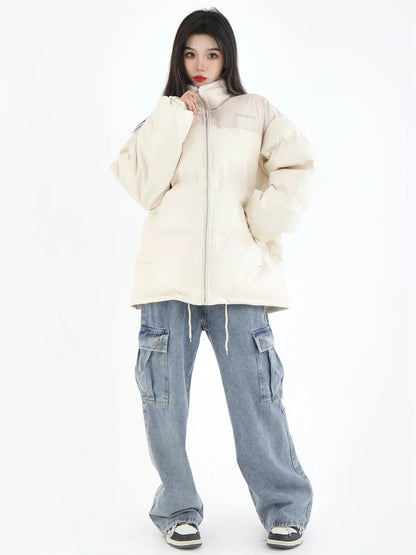 [INSstudios] PU LEATHER COTTON ZIPPER JACKET ST1205