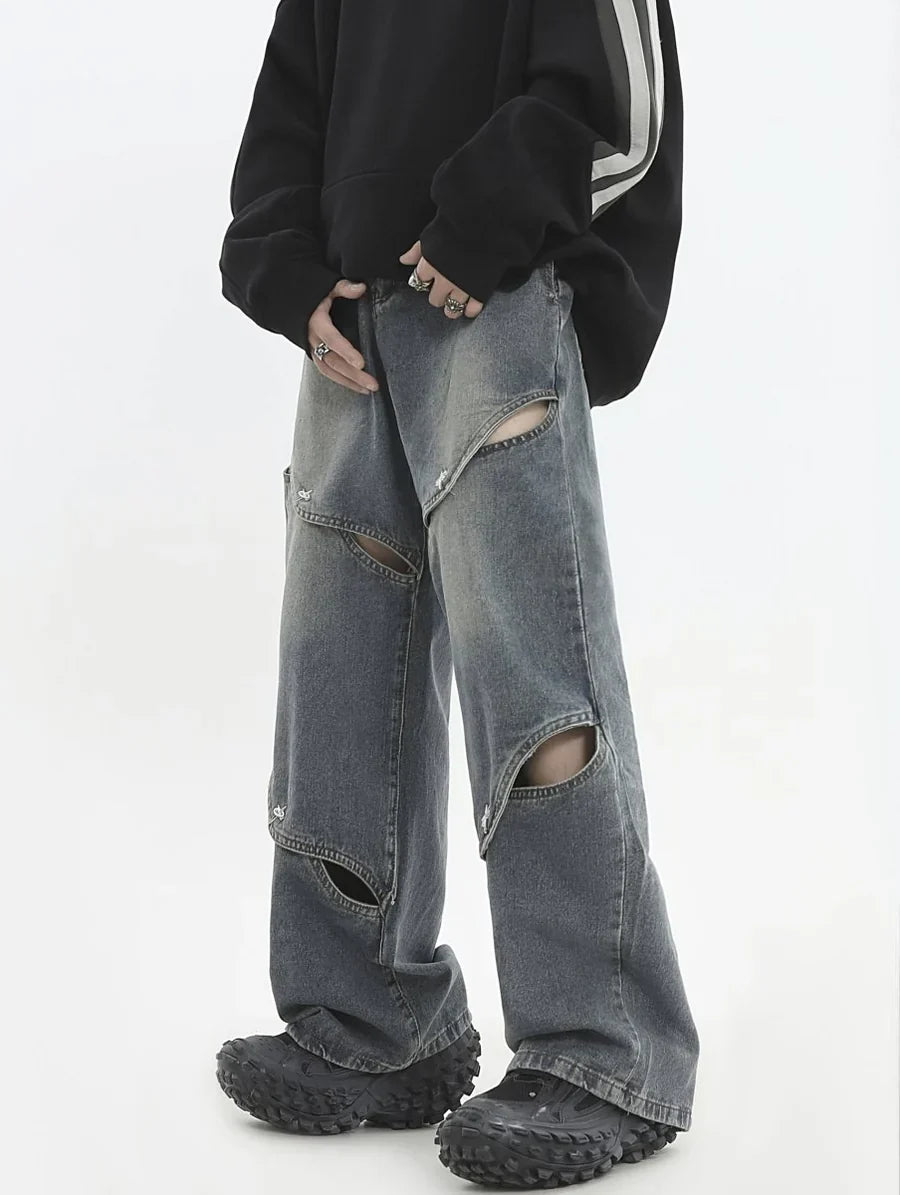 [INSstudios] METAL HOLE BREAKING JEANS ST1231