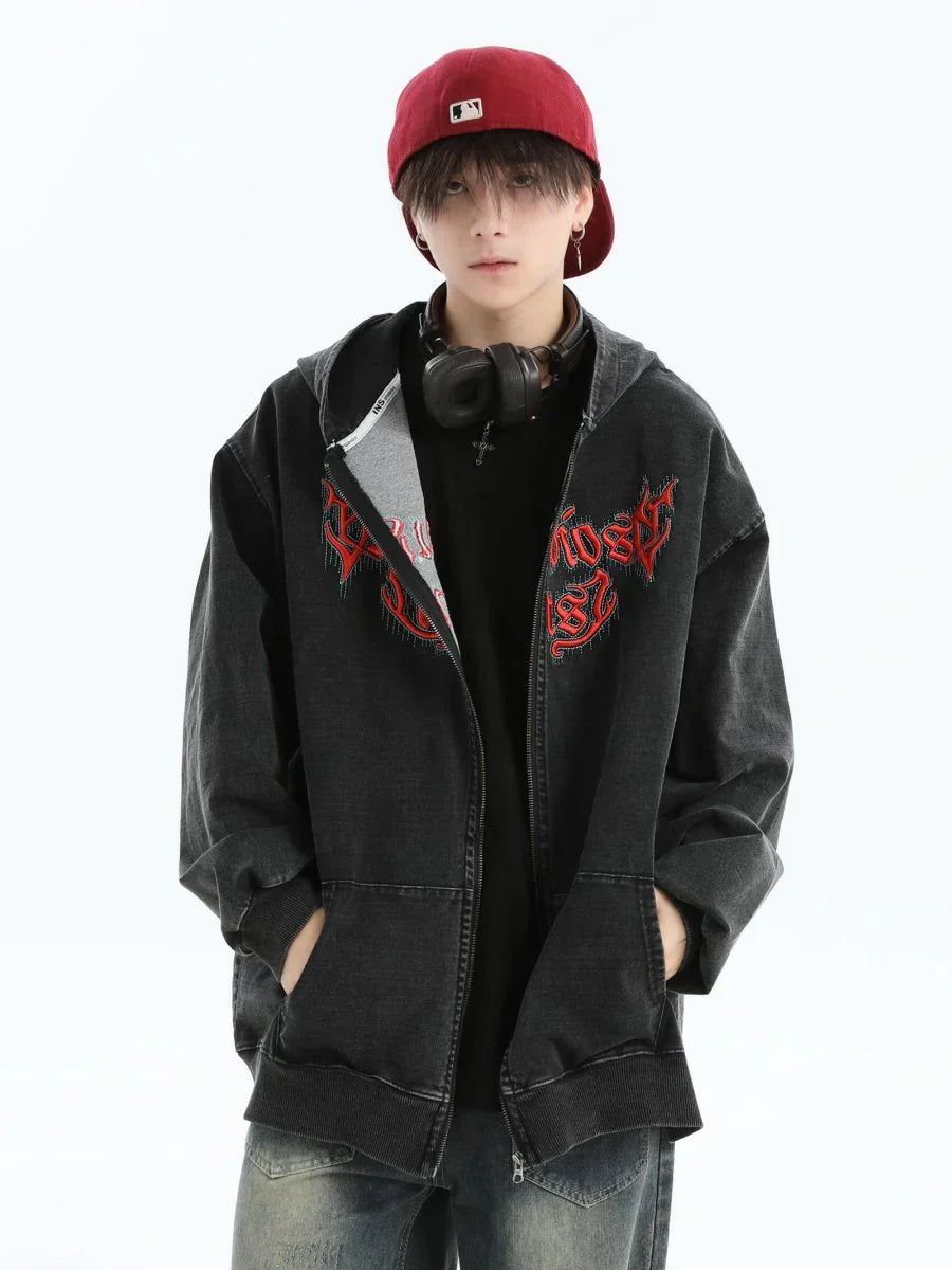 [INSstudios] GOTHIC LETTER LOGO DENIM JACKET ST1248