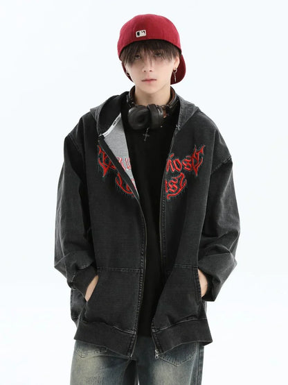 [INSstudios] GOTHIC LETTER LOGO DENIM JACKET ST1248