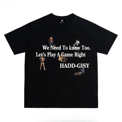 American-style Letter Print Basic Short-Sleeve T-Shirt, Unisex Loose Casual Couple Top
