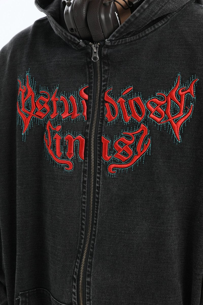 [INSstudios] GOTHIC LETTER LOGO DENIM JACKET ST1248