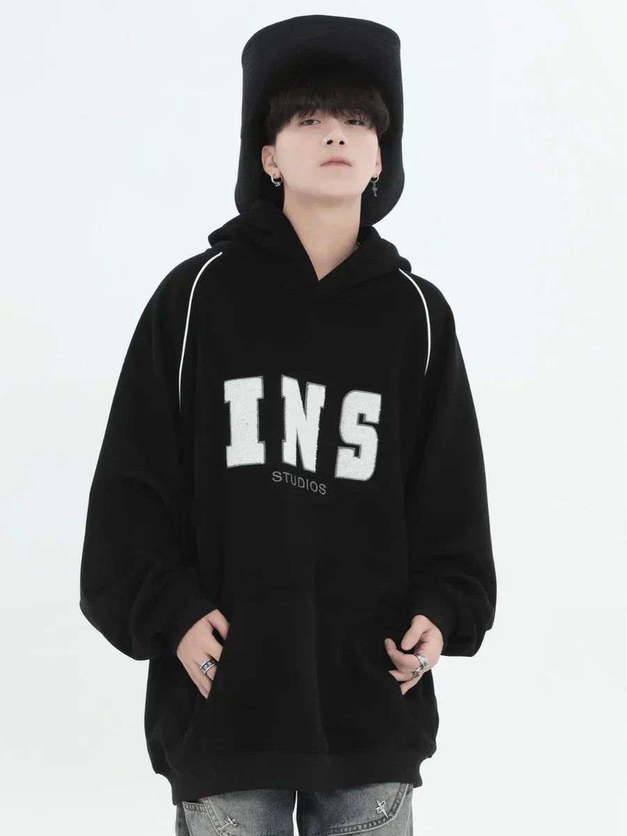 [INSstudios] AMERICAN FLOCKED LOGO HOODED ST560