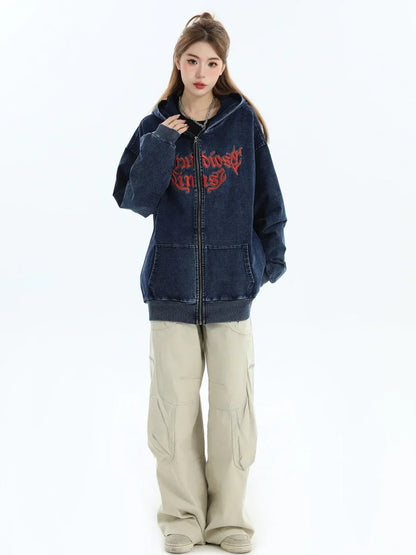 [INSstudios] GOTHIC LETTER LOGO DENIM JACKET ST1248