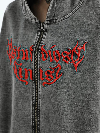 [INSstudios] GOTHIC LETTER LOGO DENIM JACKET ST1248