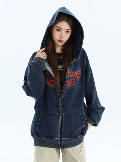 [INSstudios] GOTHIC LETTER LOGO DENIM JACKET ST1248