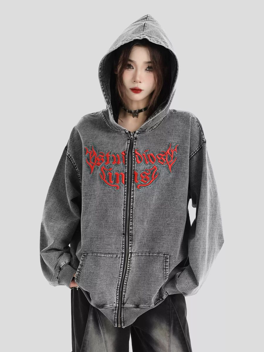 [INSstudios] GOTHIC LETTER LOGO DENIM JACKET ST1248
