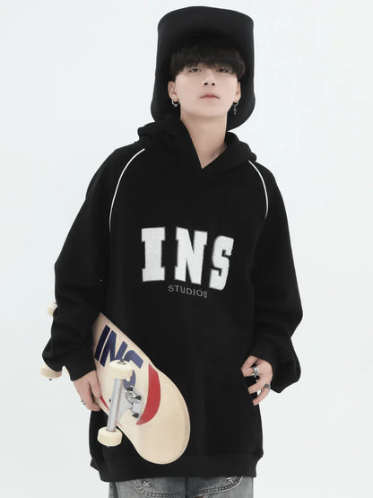 [INSstudios] AMERICAN FLOCKED LOGO HOODED ST560