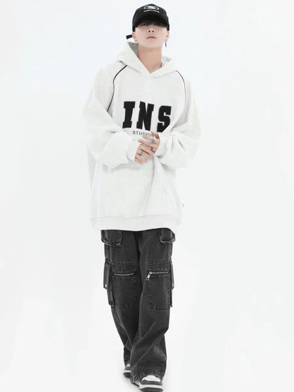 [INSstudios] AMERICAN FLOCKED LOGO HOODED ST560