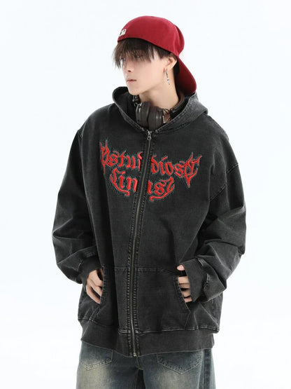 [INSstudios] GOTHIC LETTER LOGO DENIM JACKET ST1248