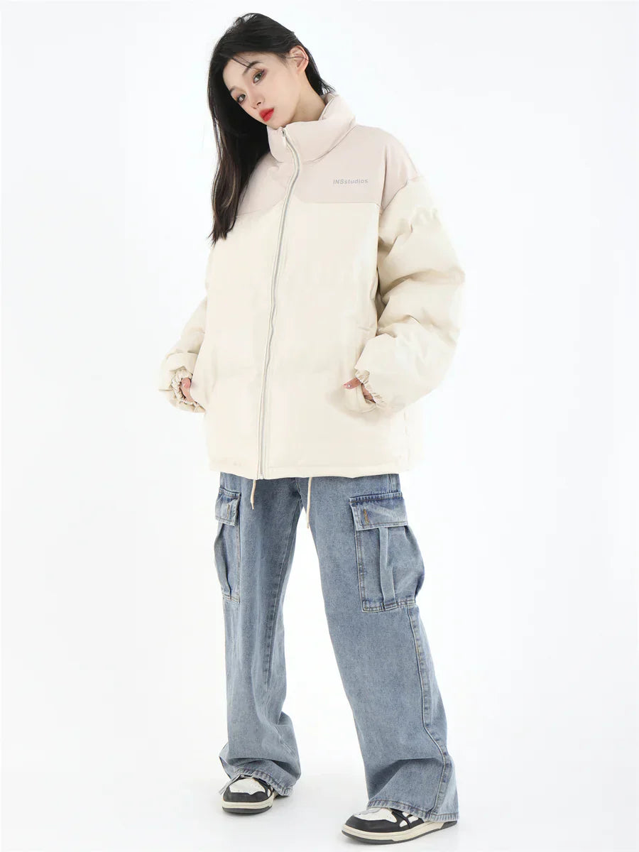 [INSstudios] PU LEATHER COTTON ZIPPER JACKET ST1205