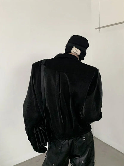 [AUTUMNWIND] SHOULDER PADS SILHOUETTE LAPEL SHORT JACKET ST517