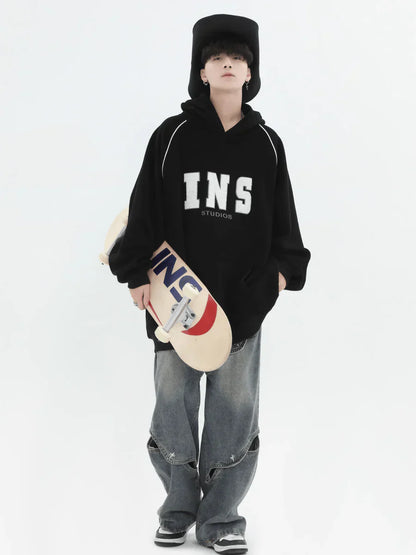 [INSstudios] AMERICAN FLOCKED LOGO HOODED ST560